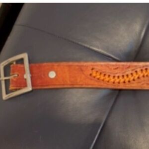 Tan Leather Belt with Silver Buckle